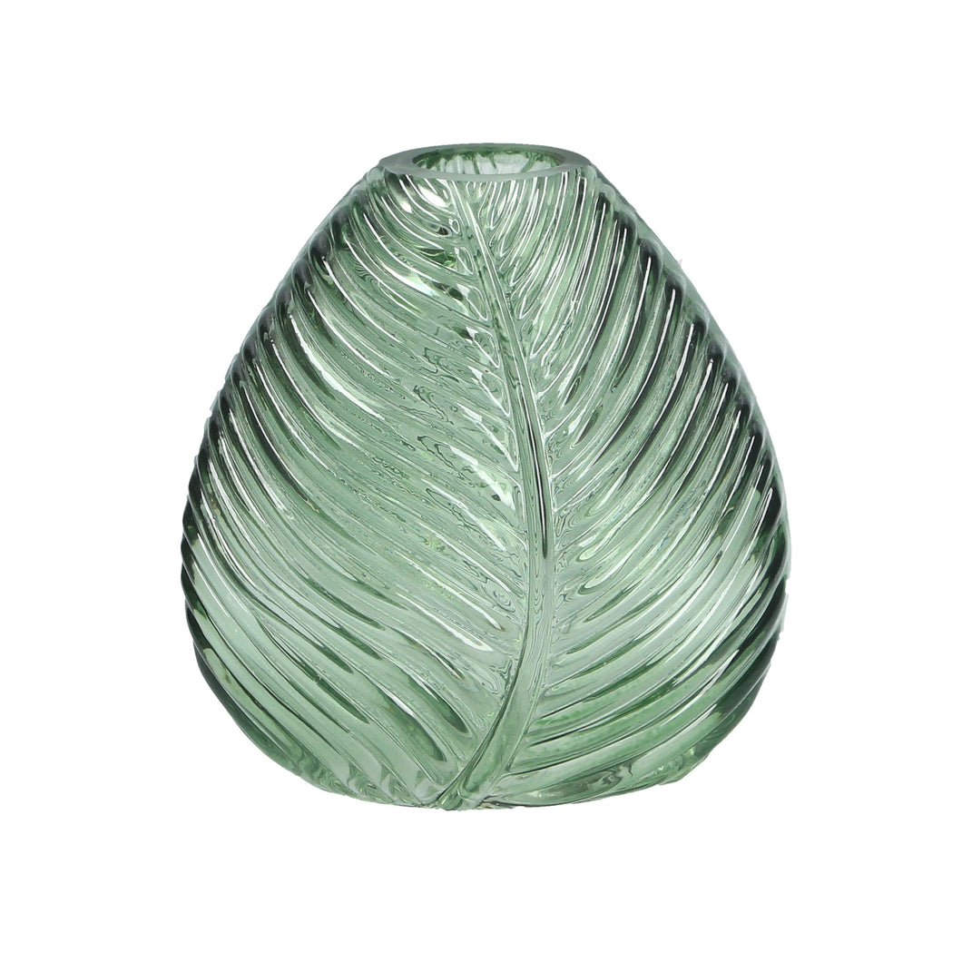 Green Leaf Impression Glass Vase