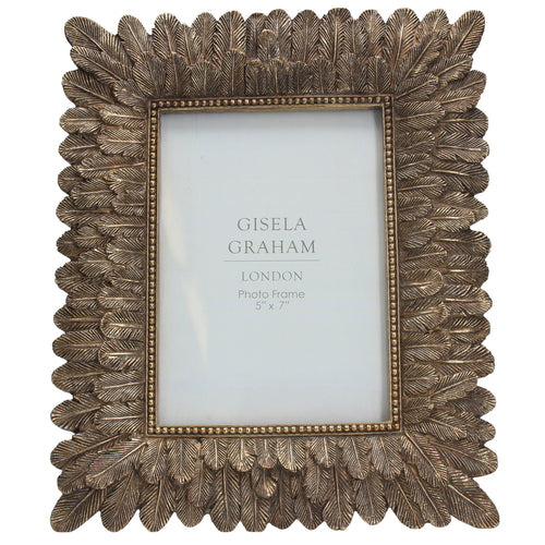 Antique Gold Resin Feather Picture Frame