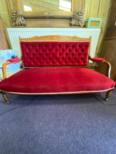Load image into Gallery viewer, Edwardian Scarlett Velvet Bench with Original Fabric and Original Sprung Seating