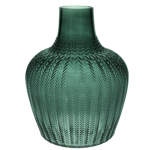 Green Ribbed Geo Glass Vase
