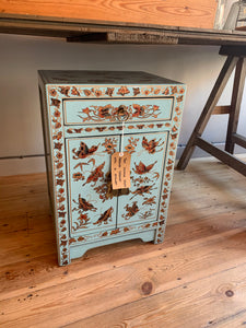 Teal Chinese Style Bedside Cabinet with a Drawer