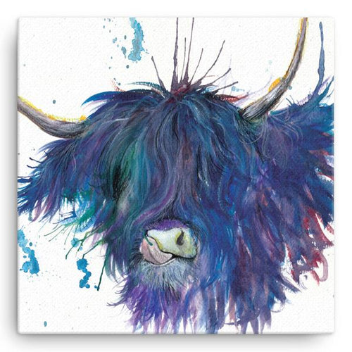 'Splatter Highland Cow' Large Canvas